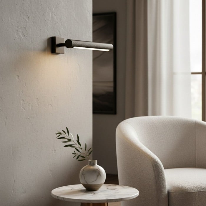 Zorv Sleek Picture Light - Applique da parete con struttura in metallo scanalato per esposizione di opere d'arte o foto HL1933