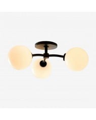 Beveline 3 Light Round Semi Flush - Faceted Cut Glass Shade Metal Finish for Hallways and Bedrooms HL2076