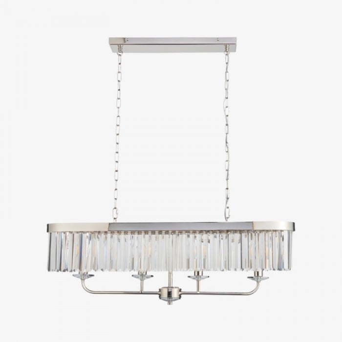 Beveline 4-lichts lineaire plafondpendel met geslepen facetglas - Strak metalen frame voor eetkamer HL2054