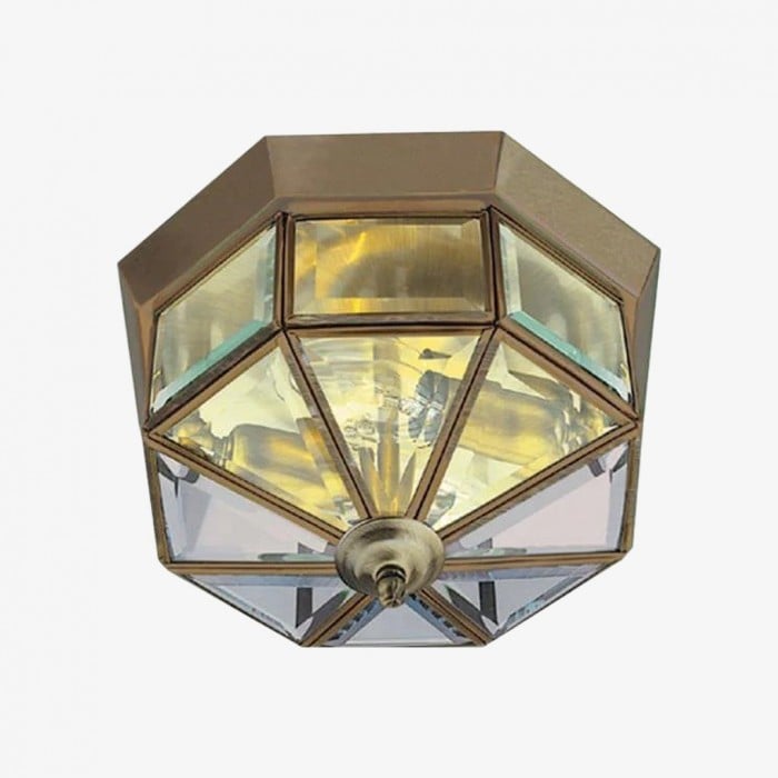 Braleen Antieke Plafondlamp in Lantaarnstijl - Helder Glas Design voor Woon- en Slaapkamer HL2210