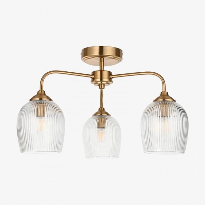 Brazara hanglamp met meerdere lichtpunten en glazen kap - gebogen metalen armen voor moderne woningen HL2079