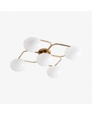 Bublaris Bubble-Glass Semi-Flush Ceiling Light - Curved Brass Arms for Living Room or Hallway HL2154