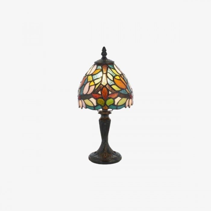 Calyra Vintage Tafellamp met Bloemenmotief en Glas-in-lood - Art Deco Tiffany Stijl Accentlamp voor Naast het bed en in de