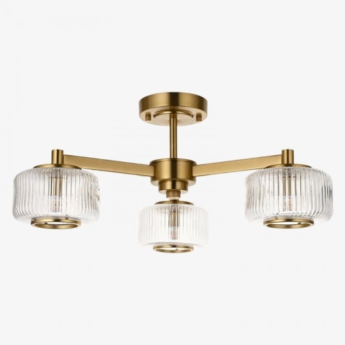 Canovus Ceiling Fixture with Ribbed Glass - Industrial Metal Living Room Light HL2226