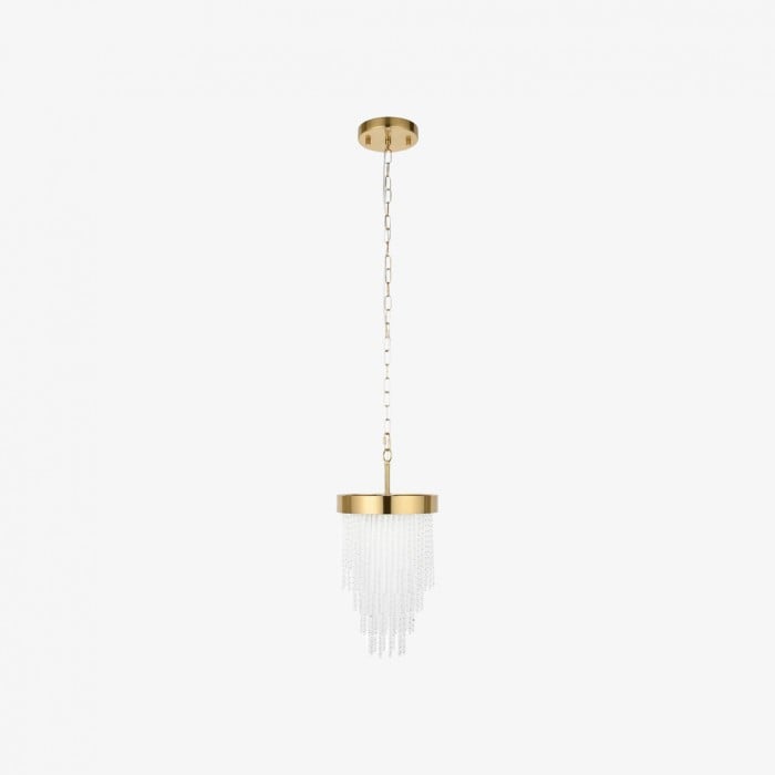 Cavara Multi-Tier Glass Rod Chandelier - Tiered Brass Pendant for Dining and Entry HL2077