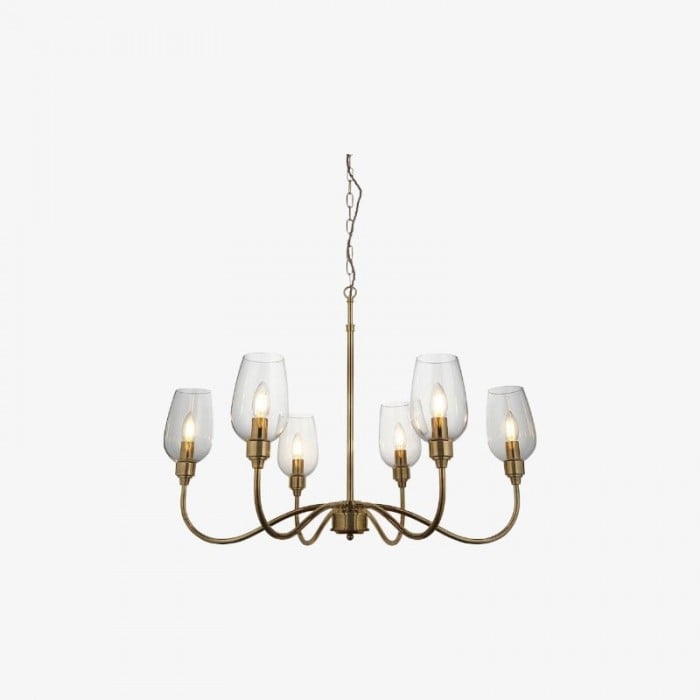 Clarione Art Deco 6-Light Linear Chandelier with Blown Glass Shades for Kitchen HL2125