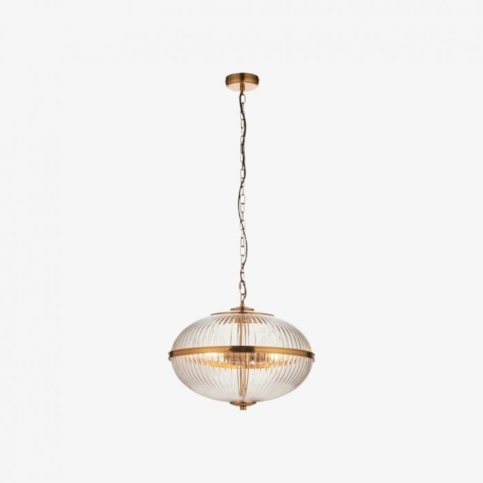 Luntra Moderne hanglamp met meerdere lichtpunten en getextureerd glas voor slaapkamers en gangen HL2147