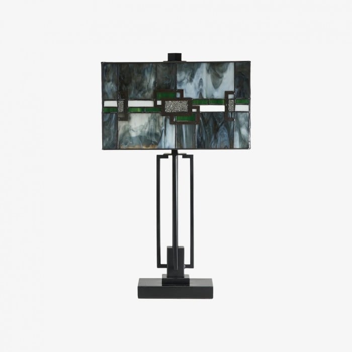 Culletto Stained-Glass Rectangular Table Lamp - Artisan Look for Bedrooms and Hallways HL2195