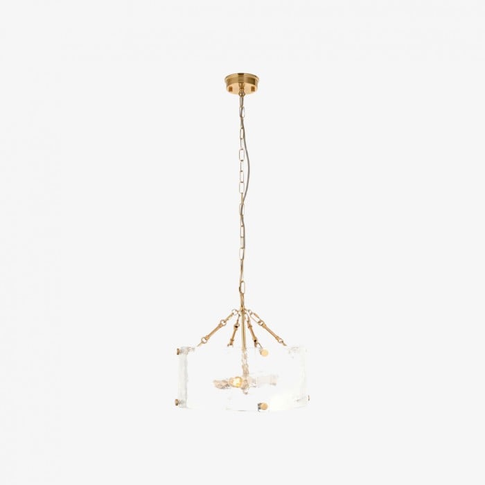 Panellux decoratieve hanglamp - Handgemaakte gebogen glazen panelen met geborsteld messing afwerking voor de hal HL2153