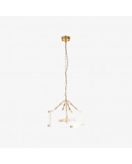 Luntra Moderne hanglamp met meerdere lichtpunten en getextureerd glas voor slaapkamers en gangen HL2147