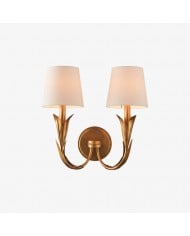 Applique murale festonnée Duova - Laiton antique et tissu en lin, idéale pour le salon et la chambre HL1909