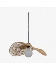 Florevian Woven Jute Hanging Light - Boho Chic Drum Pendant for Living or Dining HL1870