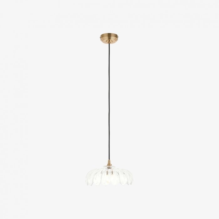 Floriaxis Floral Glass Pendant Light - Floral Glass Shade with Braided Cable for Kitchen or Dining HL2155