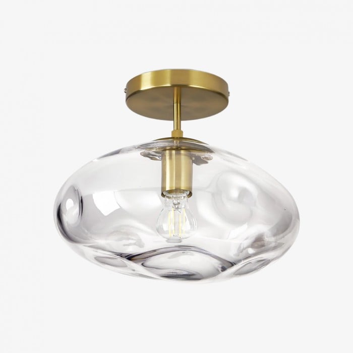 Glissora Reflective Glass Semi-Flush Ceiling Lamp - Sculptural Design, Versatile Finish for Hallways & Dining HL1988