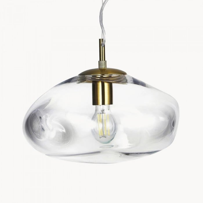 Glissora Soft Curved Glass Pendant Light - Hanging Pendant Glass and Metal for Dining and Kitchen Island HL1981