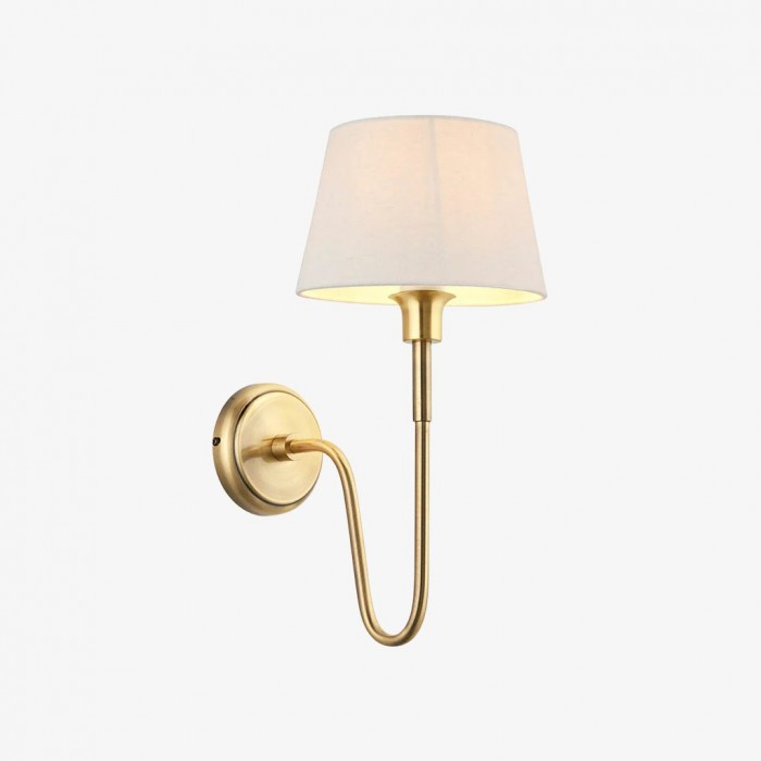 Ivoralux Tapered Fabric Wall Light - Modern Classic Curved Arm Sconce for Hallways or Bedrooms HL2143