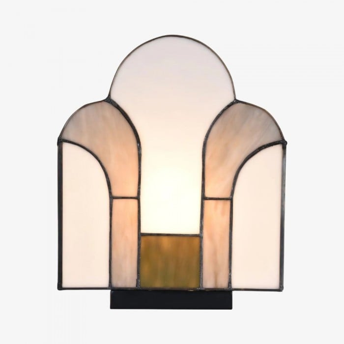 Kelsar Stained Glass Art Deco Table Lamp - Elegant Indoor Accent Light for Living Room or Entryway HL2028