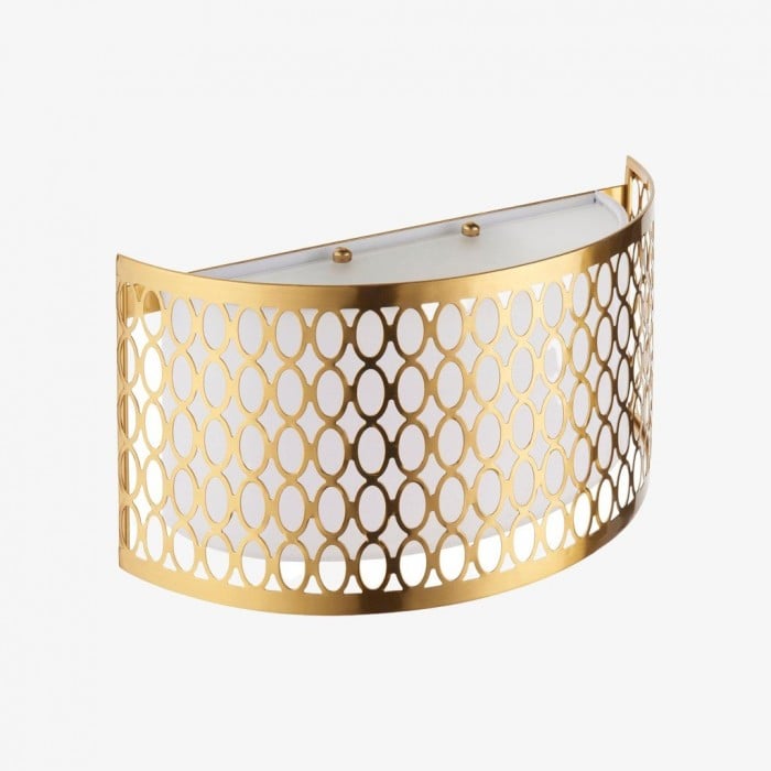 Applique murale Liorin Fretwork - Applique moderne en métal incurvé et abat-jour en tissu pour couloir ou chambre HL2192