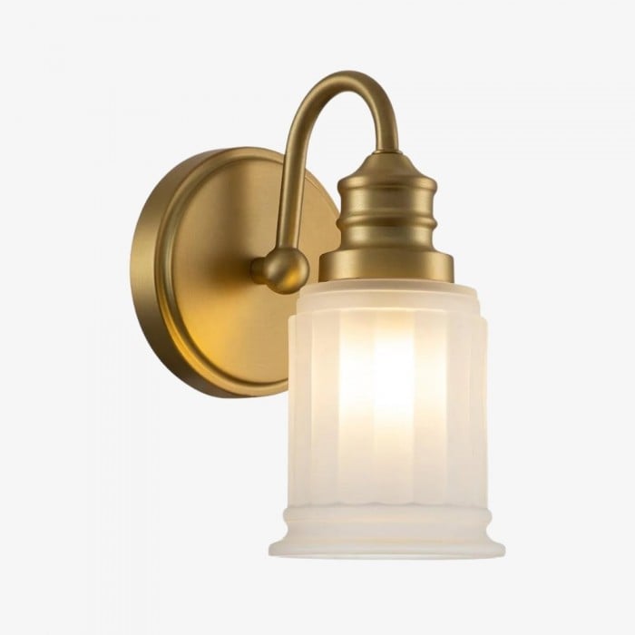 Applique murale de salle de bain Lirra en métal avec abat-jour en verre - Applique murale résistante à l'humidité HL2254