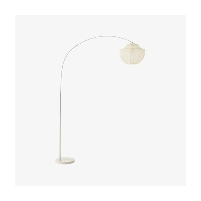 Lampadaire arqué Lumifil avec abat-jour en tissu et support en métal pour un éclairage d'ambiance doux dans le salon HL1977