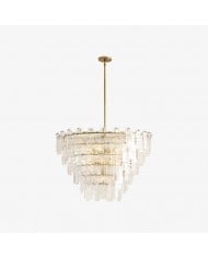 Lumvey Textured Glass Chandelier - Luxury Handcrafted Two-Tier Round Chandelier for Living Room HL1956