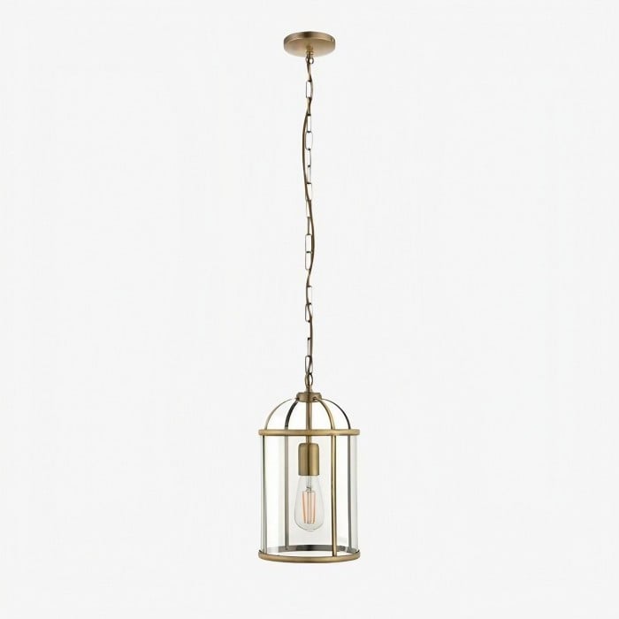 Luxvana Bell Shaped Glass Pendant Light - Industrial Metal Lantern Design Fixture for Kitchen HL2060