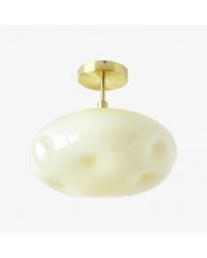 Modo Ceiling Light -Minimalist Glass Shade with Sleek Brass Frame for Dining Room or Office HL1908