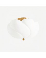 Ruvest Farmhouse Flush Mount Ceiling Light - Scallop Rattan for Warm Interiors HL2274