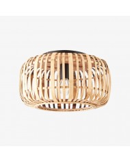 Ruvest Farmhouse plafondlamp met vlakke montage - Gegolfd rotan voor warme interieurs HL2274