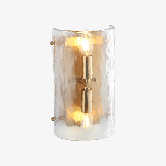 Panellux Moderne Wandarmatuur - Organisch Gestructureerd Glazen Paneel Vintage Messing Look voor Gang HL2142