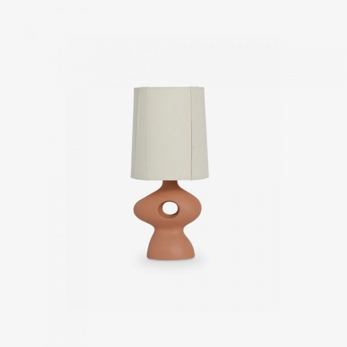 Pryssa Ceramic Table Lamp with Ivory Linen Shade -  Artistic Lighting for Living Room or Bedroom HL1859