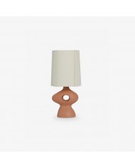 Ruffmeto Decorative Table Lamp - Round Ceramic Base with Pleated Fabric Shade for Cozy Spaces HL1856