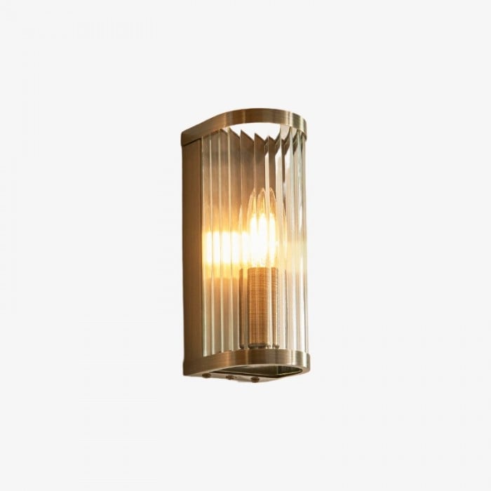 RibGlow Art Deco Ribbed Glass Wall Light - Vintage-Inspired Sconce for Living Room HL2037
