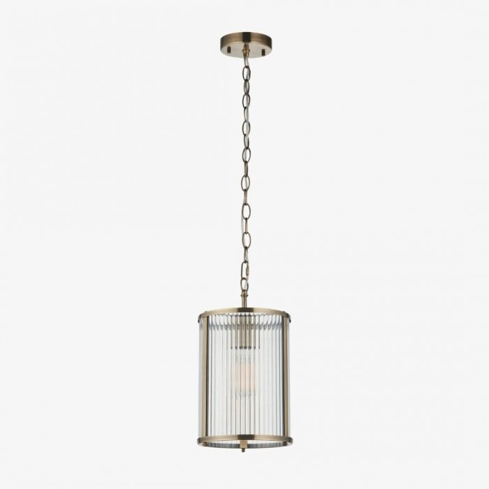 RibGlow Ribbed Glass Pendant Light - Antique Style Pendant Light for Dining Room HL2044