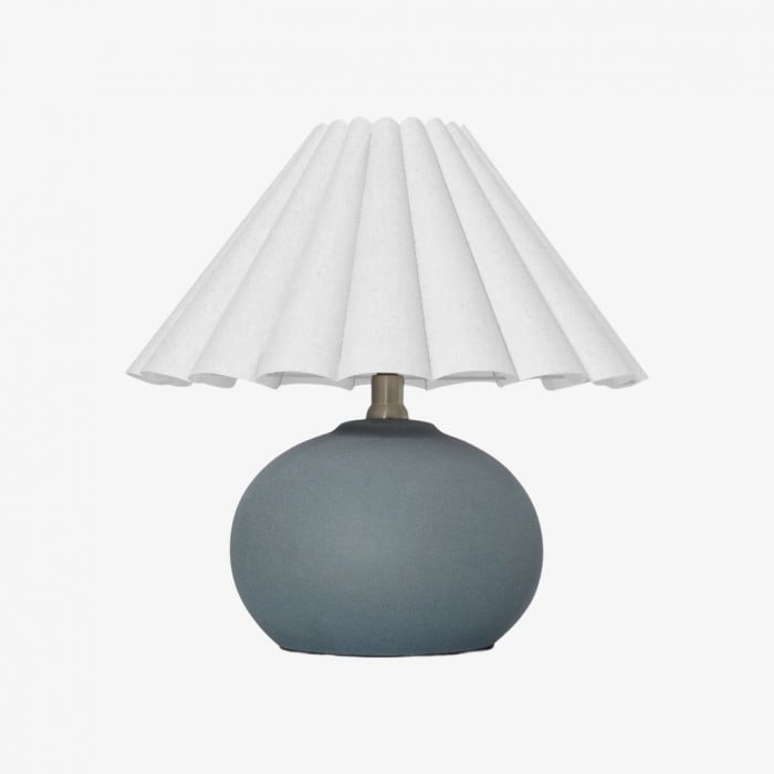Ruffmeto Decorative Table Lamp - Round Ceramic Base with Pleated Fabric Shade for Cozy Spaces HL1856