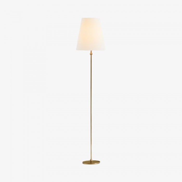 Serena Vintage Stehlampe aus Messing – Eisengestell mit Leinen-Trommelschirm für Wohnzimmer und Leseecken HL1978