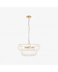TF Manchester Art Deco Hanglamp - Geometrische Hanglamp met Glas-in-lood voor Woonkamer of Eetkamer HL2078