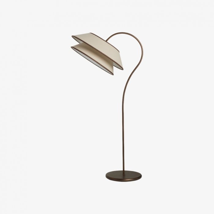 Lámpara de pie apilada Tarivon - Pantalla de lino antigua moderna para dormitorio y sala de estar HL1886