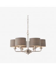 Talonis kroonluchter met meerdere lampen en stoffen armatuur - elegante gebogen metalen armen voor eet- en woonkamer HL2127