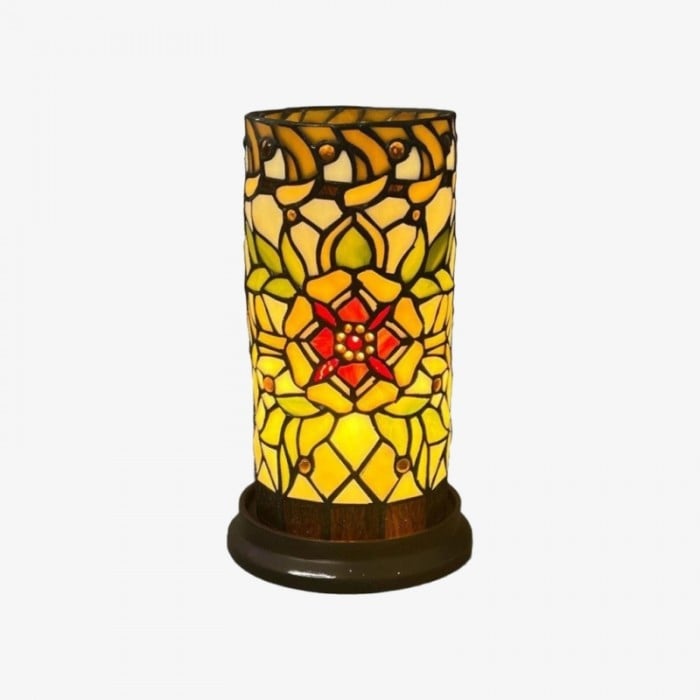 TF Angelique Art Nouveau tafellamp van gebrandschilderd glas - handgemaakt bloemenontwerp voor de woonkamer HL2099