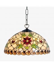 Lámpara colgante de cristal con diseño floral Floriaxis - Pantalla de cristal con diseño floral y cable trenzado para cocina o