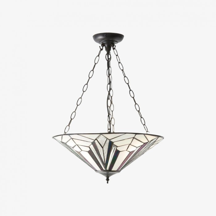 TF Astoria Decorative Stained Glass Semi Flush Light - Art Deco Ceiling Fixture for Entryways & Lounges HL2230