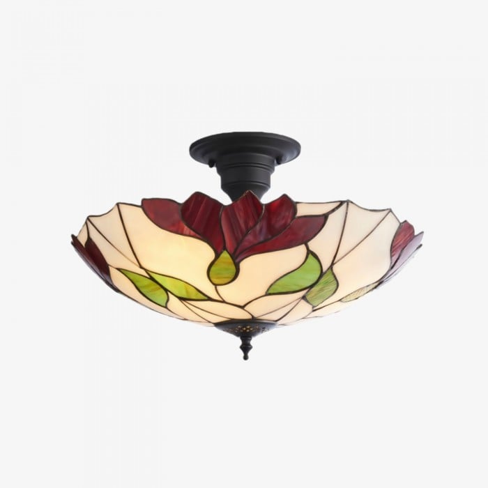 TF Botanica Plafond- en hanglamp met bloemenmotief van glas - Armatuur in kunstglasstijl voor kamers HL2169