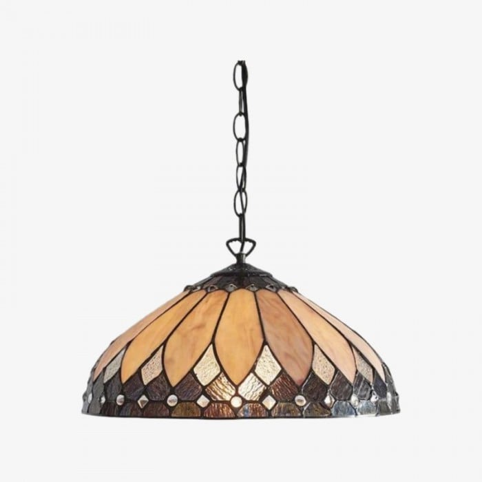 TF Brooklyn Pendant Light - Pendant Light with Geometric Stained Glass Art Deco Style for Dining Rooms HL2105