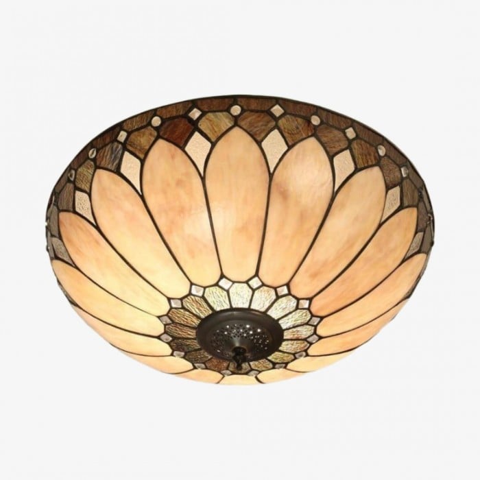 TF Brooklyn Tiffany Glass Flush Mount Ceiling Light - Art Deco Design for Hallway or Living Room HL2161