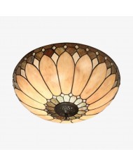 TF Brooklyn Tiffany Semi-flush Ceiling Light - Geometric Glass Shade for Hallways or Living Rooms HL2243