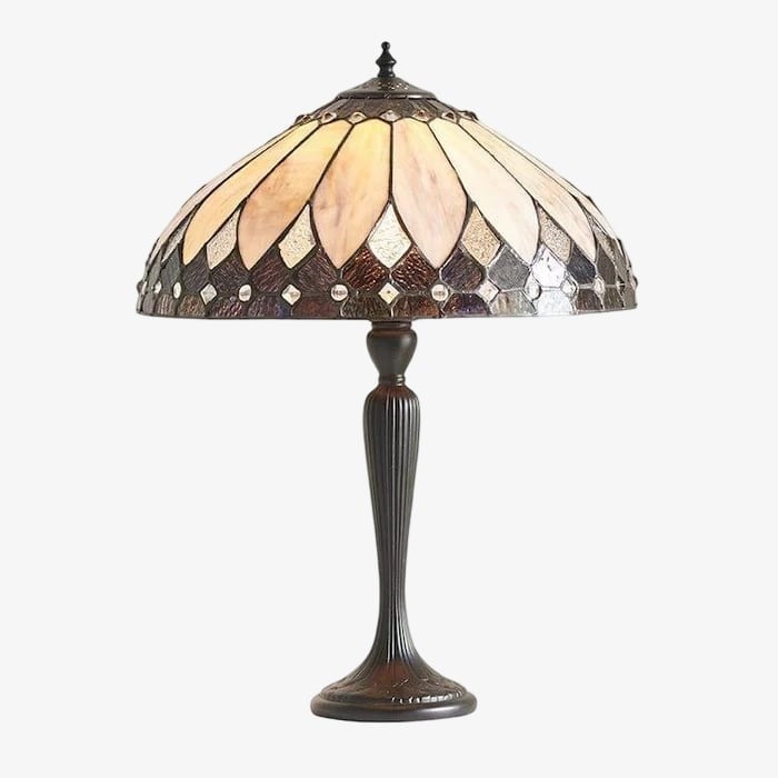 Lampa stołowa TF Brooklyn Tiffany z witrażem i mozaiką – klasyczny styl art déco do salonu HL2220