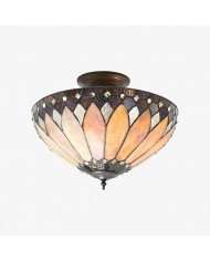 TF Brooklyn Tiffany Glass Flush Mount Ceiling Light - Art Deco Design for Hallway or Living Room HL2161