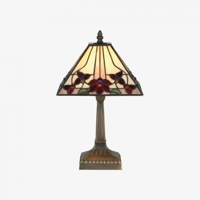 TF Camillo Dragonfly Stained Glass Table Lamp - Art Nouveau Tiffany Style with Scalloped Edge for Living Room and Bedroom HL2156
