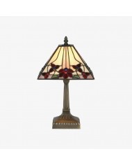 Lámpara de mesa TF Camillo Dragonfly con vitrales y borde festoneado - Estilo Tiffany Art Nouveau para consolas HL2175